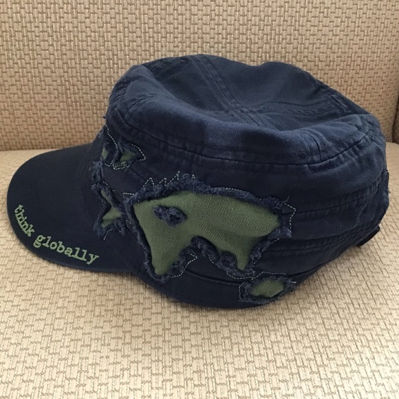 THINK GLOBALLY Appliqué Faded Black Denim Hat - Picture 2 of 8